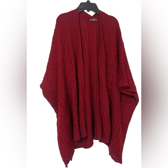 &Merci Oversized Red- Burgundy Cardigan Knitted Sweater 3/4 Sleeves Size S/M - Picture 3 of 16